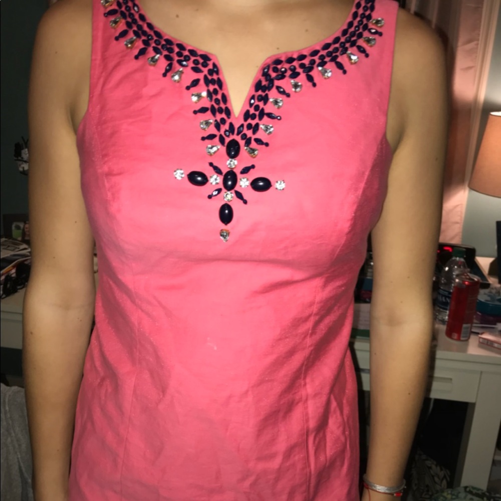 Lilly Pulitzer pink tank top with bead detailing